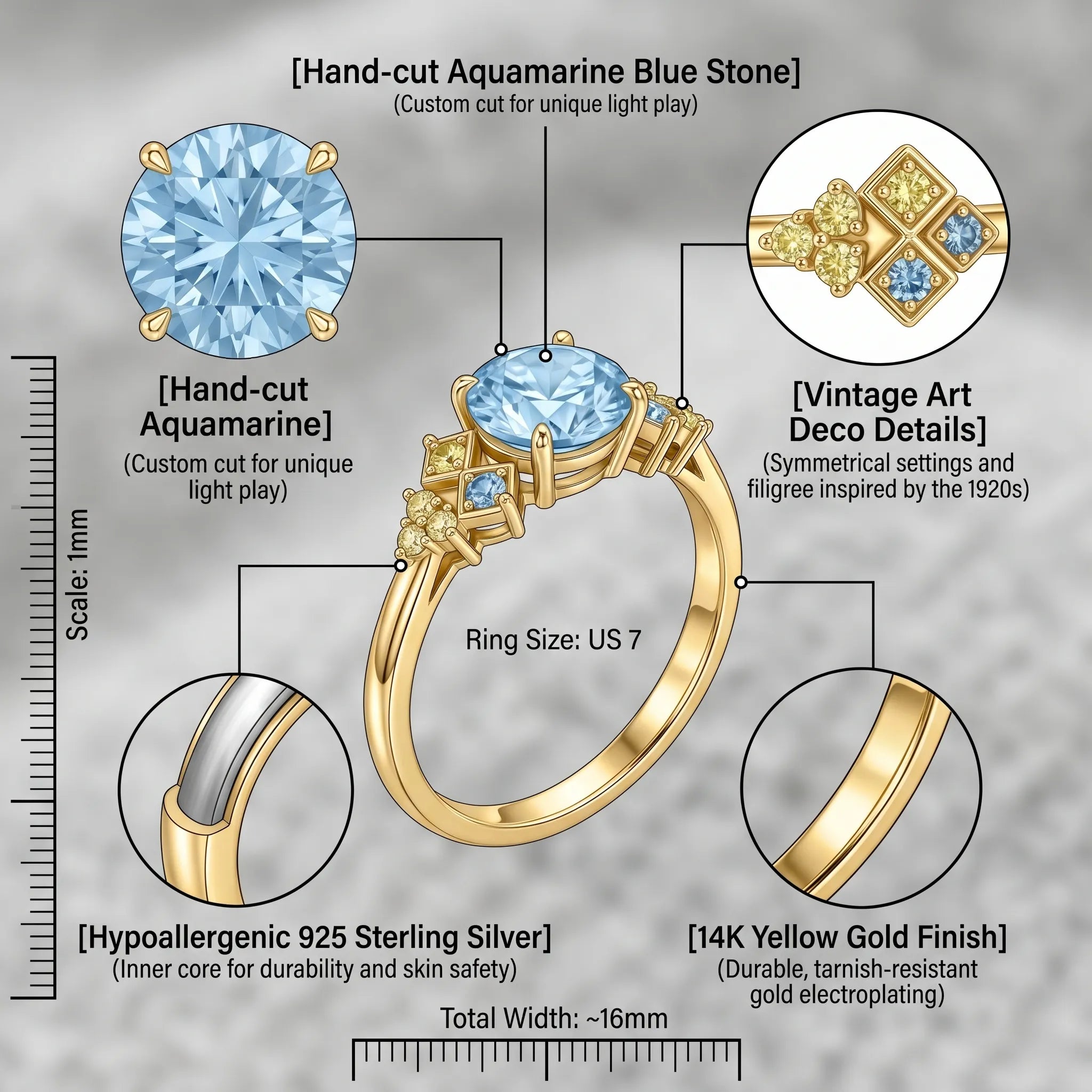 Vintage Aquamarine Ring