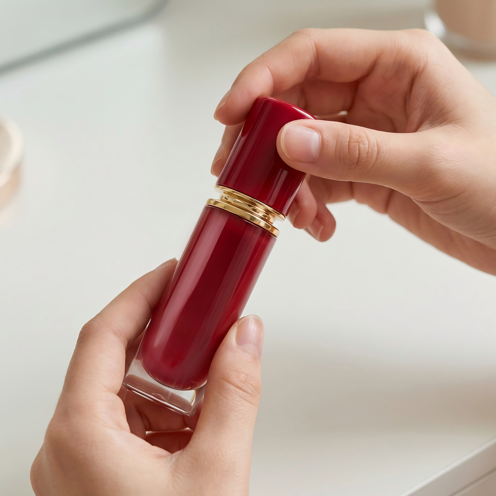 Radiant Red Mirror Lip Gloss: A glass-like, highly pigmented lip gloss that's lightweight, hydrating, and non-drying for everyday wear.