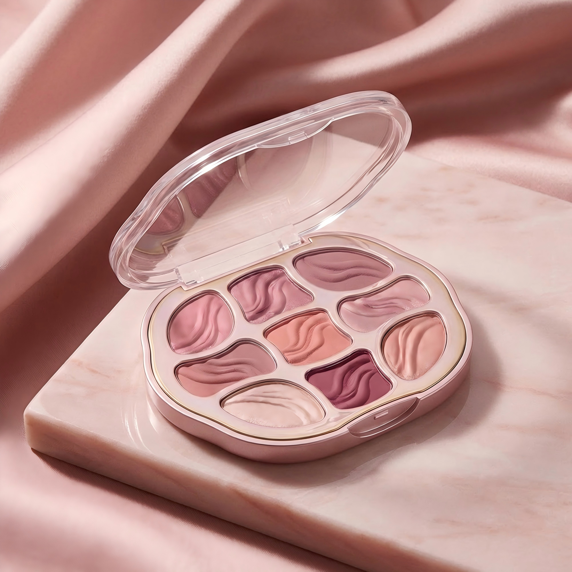 Multi-Finish Eyeshadow Palette – 9-Pan Shimmer & Matte Mix, Silky Blendable Texture, Buildable Color, Soft Rosy-Neutral Tones for Everyday & Party Looks