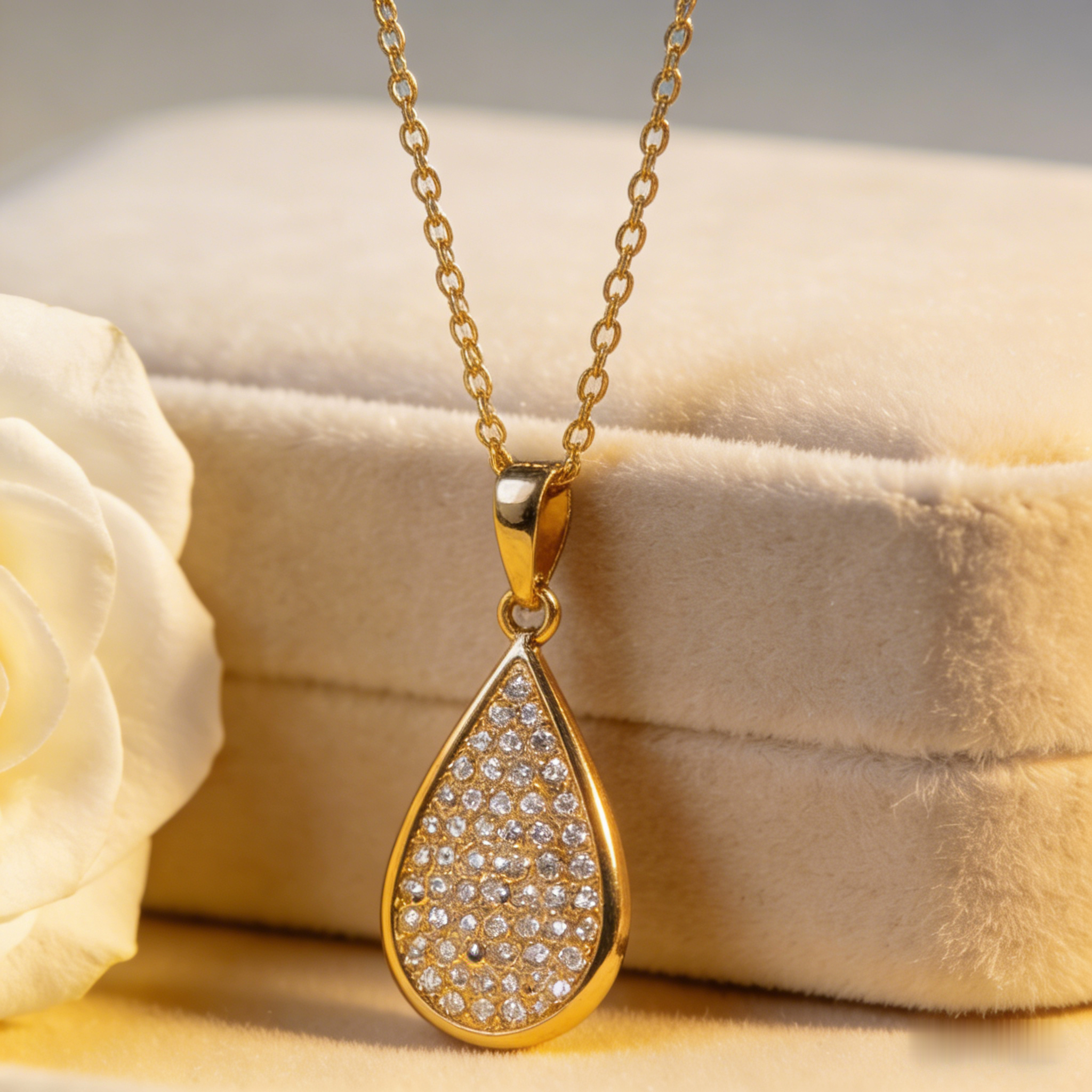 ☀️ "Pave Diamond Teardrop Pendant" – Shimmering Pave Setting | Delicate Chain | Everyday Luxury ✨