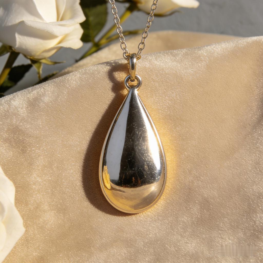 ☯️ "Two-Tone Teardrop Pendant Necklace" – Split Design | Silver & Gold Plated | Modern & Balanced Style 🤍