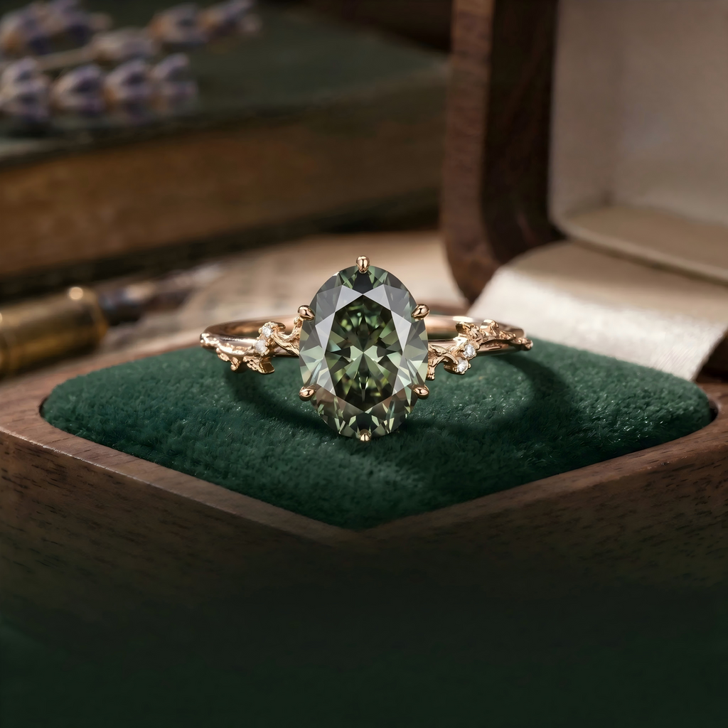 Vintage Oval Peridot Green Ring